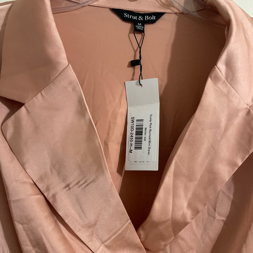 Dusty pink ruched mini dress